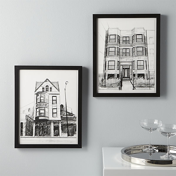Set of 2 neighborhood prints 13x16 framed - Image 0