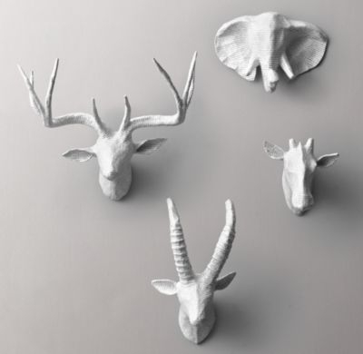 petite papier-mÃ¢chÃ© animal heads - set of 4 - Image 0
