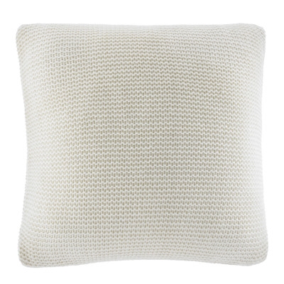 Bell Point Knit Euro Pillow, White - 16" H x 16" W - Polyfill - Image 0