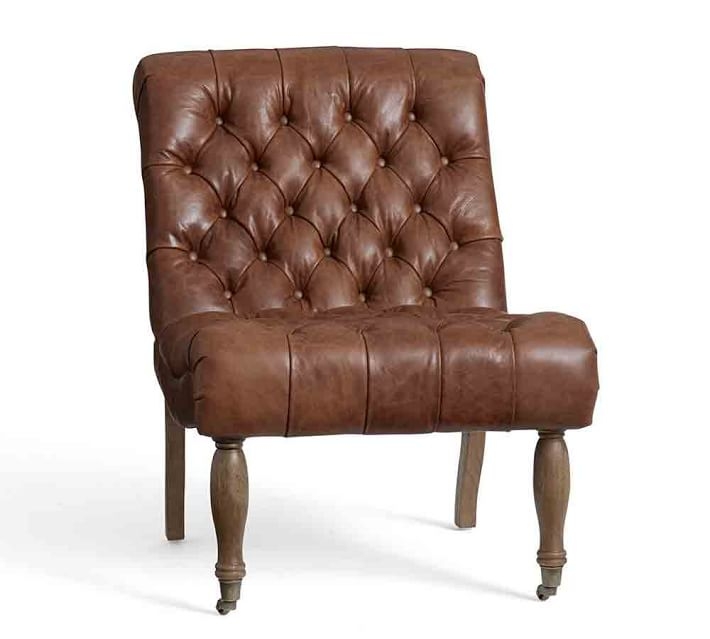 CAROLYN TUFTED LEATHER CHAIR - Image 0