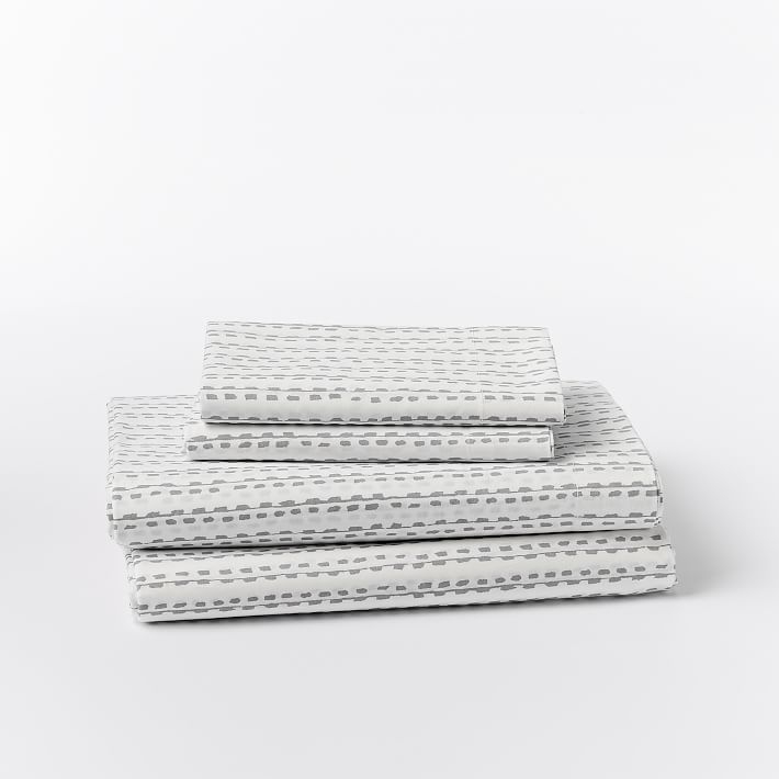 Organic Hand Drawn Stripe Sheet Set - Queen - Feather Gray - Image 0