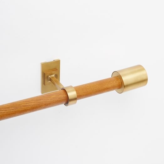 Mid-Century Rod, Wood/Brass, (44"-108") - Image 0