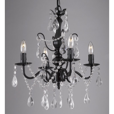 Wrought Iron and Crystal 4 Light Crystal Chandelierby EverythingHome - Image 0