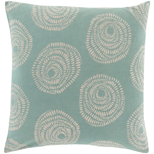 Cotton Throw Pillow- 18" H x 18" W x 4" D Size- Teal- Polyester fill insert - Image 0