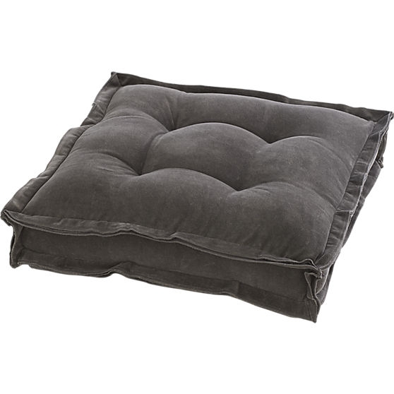 Velvet grey 23" floor cushion - Image 0