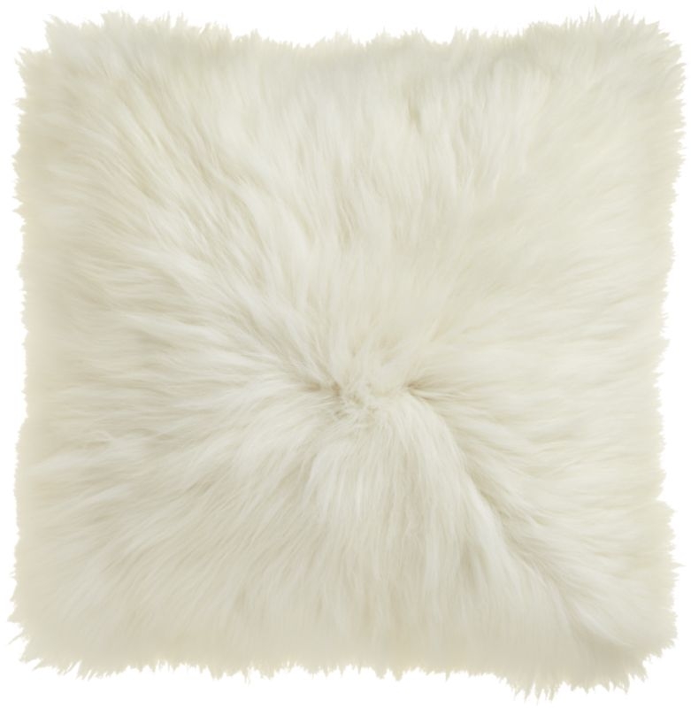 Icelandic sheepskin 24" pillow-cushion with down-alternative insert, White - Image 0