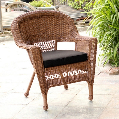 Wicker Chair with Cushion - Black - Image 0