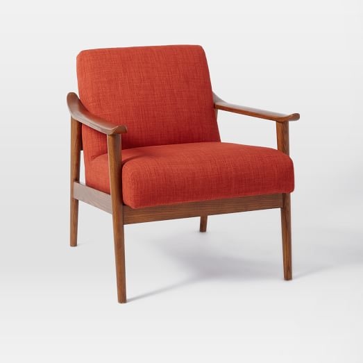Mid-Century Show Wood Upholstered Chair - Heathered Tweed, Cayenne - Image 0