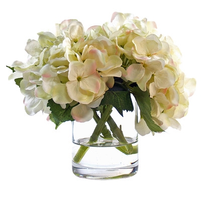White Hydrangea in Glass Vase - Image 0