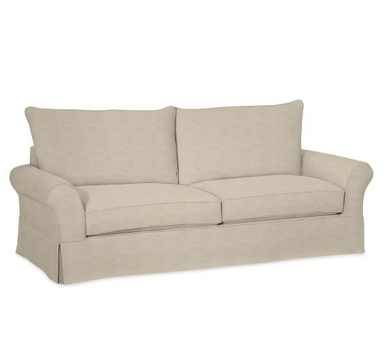PB Comfort Roll Arm Slipcovered Sofa Collection-Grand Sofa-Textured Twill- Oatmeal - Image 0