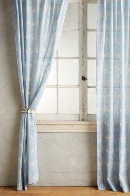 Paradise Found Feathered Curtain - Blue - 50"W x 84"L - Image 0