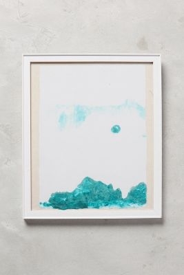 Abstracted Mountainscape Wall Art - (Green) - 13.25"H, 11.25"W - White Frame - Image 0