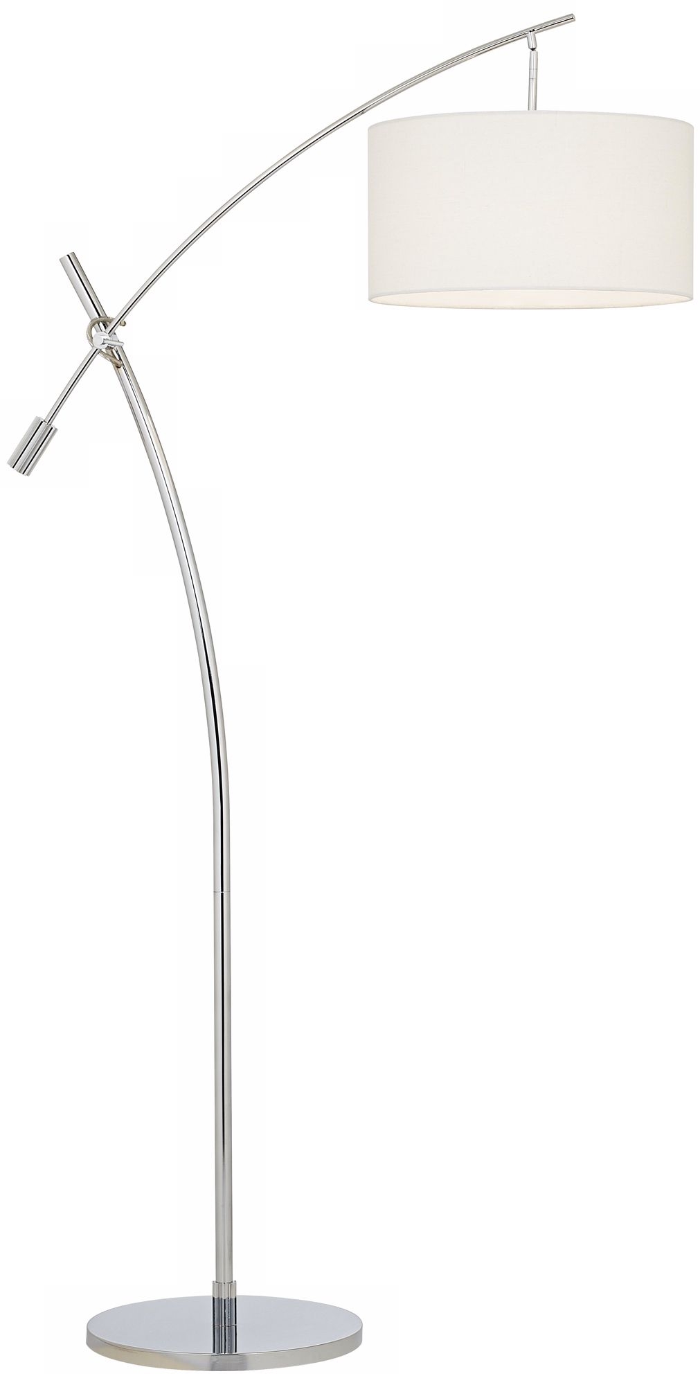 Brushed Steel Boom Arc Floor Lamp with Linen Shade - Image 0
