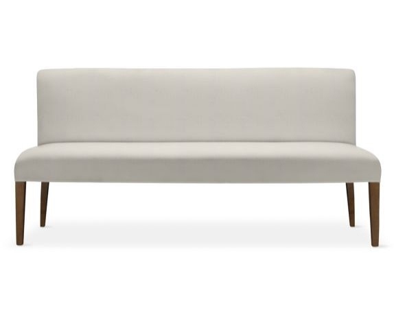 Fitzgerald Bench, Linen/Cotton Weave, Ivory, Mahogany - Image 0
