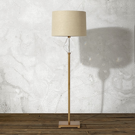 LOLA STEEL FLOOR LAMP WITH NATURAL SHADE IN BRASS - Image 0