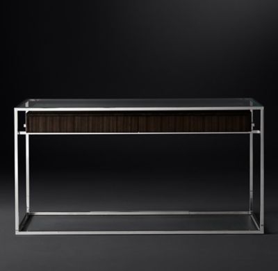 48" KENNAN CONSOLE TABLE - Espresso & Polished Stainless Steel - Image 0