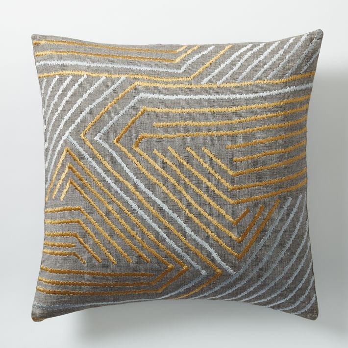 Embroidered Maze Pillow Cover - Horseradish - Image 0