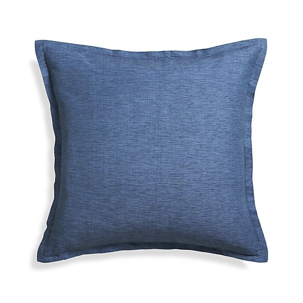 Linden Indigo Blue 23" Pillow with Feather-Down Insert - Image 0