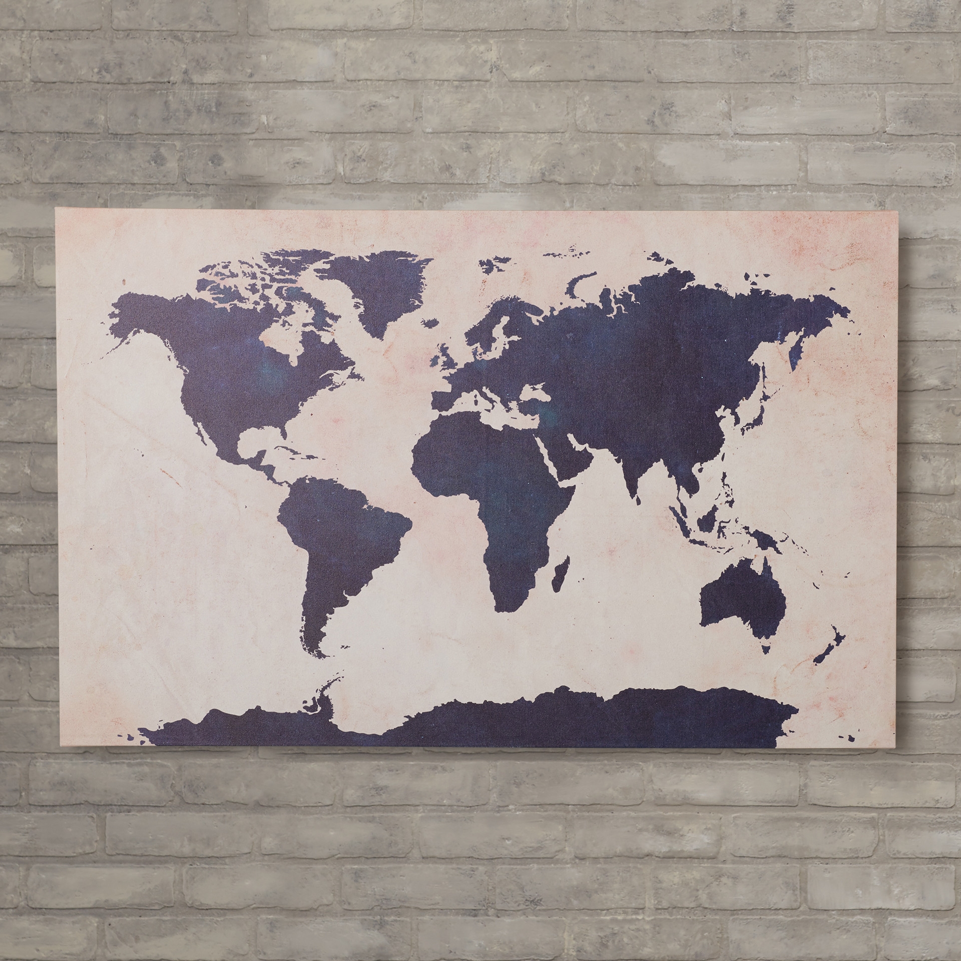 'World Map - Navy' by Michael Tompsett Graphic Art on Wrapped Canvas 24" H x 32" W - Unframed - Image 0