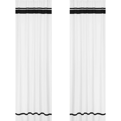 Hotel Cotton Rod Pocket Window Curtain Panel - White / Black - 84" L x 42" W - Image 0