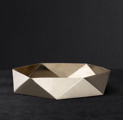 FACETED SOLID BRASS VESSEL - LARGE - Brass - Image 0