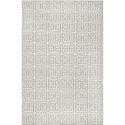 Dhurries Grey/Ivory Area Rug - 6' x 9' - Image 0