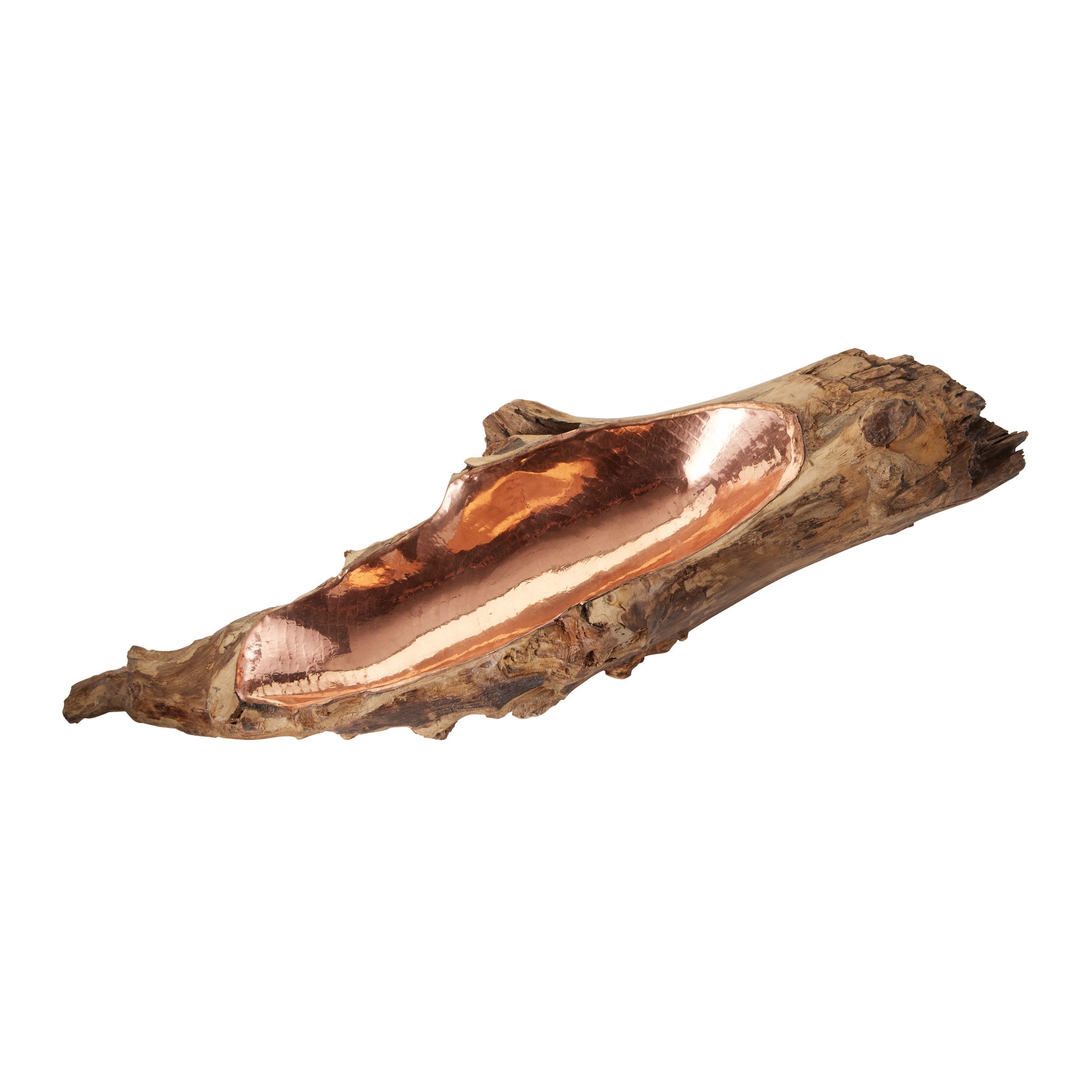 Short Teak Root Bowl with Copper Insert - Image 0