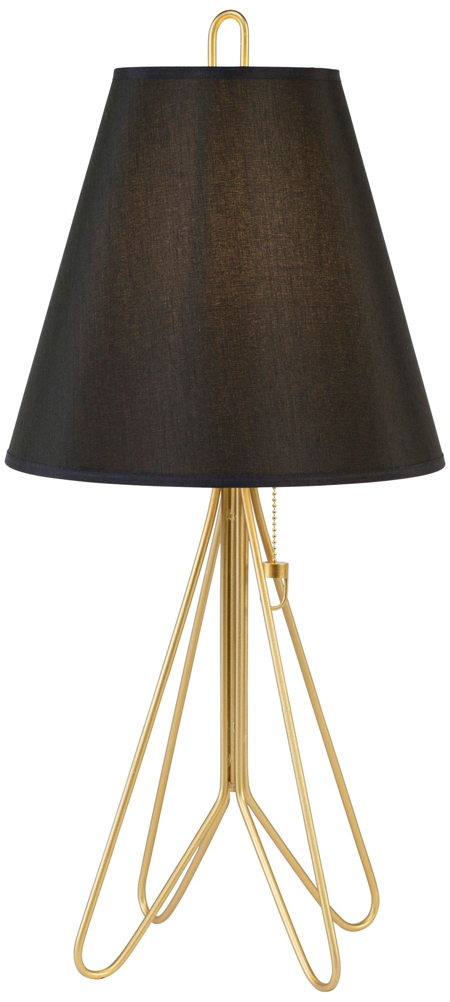 Flight Gold Table Lamp with Black Silk Glow Shade - Image 0