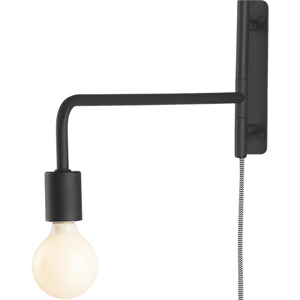 Swing arm black wall sconce - Image 0