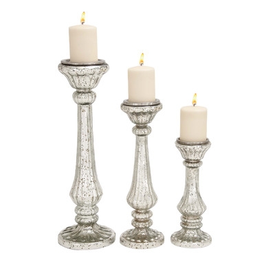 Beautiful Styled 3 Piece Glass Candlestick Set - Image 0