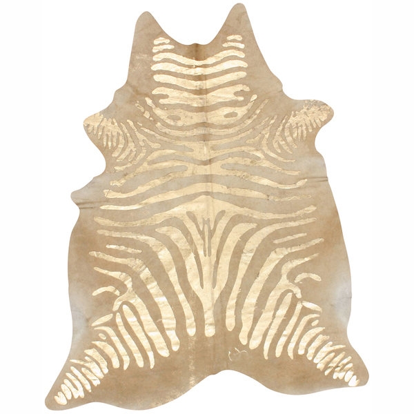 nuLOOM Hand-picked Brazilian Gold Foil Stripes Cowhide Rug - Image 0