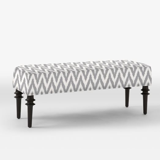 Upholstered Bench - Prints, Chevron, Platinum - Image 0