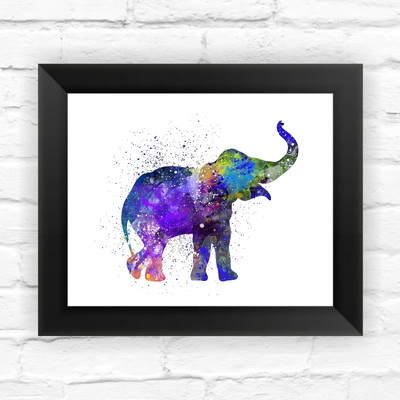 Baby Elephant Watercolor Framed Graphic Art - Image 0