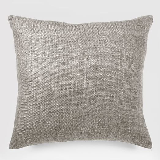Silk Hand-Loomed Pillow Cover - Platinum - 20"sq - Insert Sold Separately - Image 0
