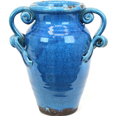Ceramic Tuscan Vase Craquelure Gloss - Turquoise - Image 0