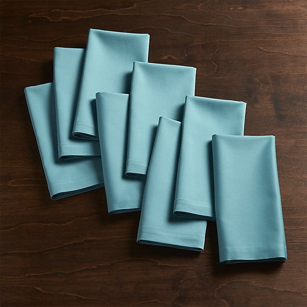 Set of 8 Fete Aqua Cotton Napkins - Image 0