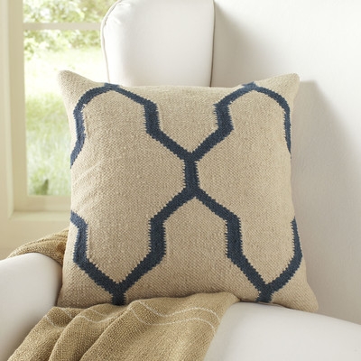 Becca Pillow Cover - Parchment/Blue - 18sq. - Insert sold separately - Image 0