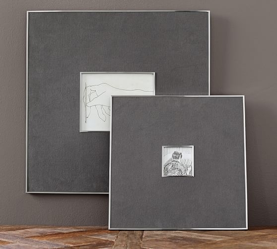 Gray Linen & Silver Frames - 4" x 4", Gray - Image 0