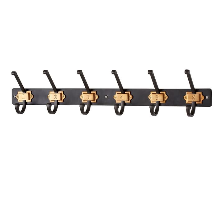 BLACK & BRASS NUMBERED ROW OF HOOKS - Image 0