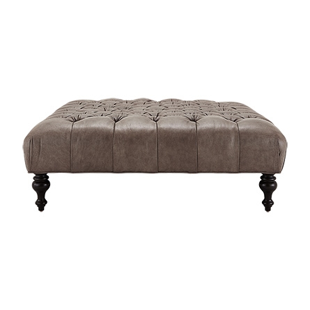CLUB TUFTED LEATHER OTTOMAN - Image 0