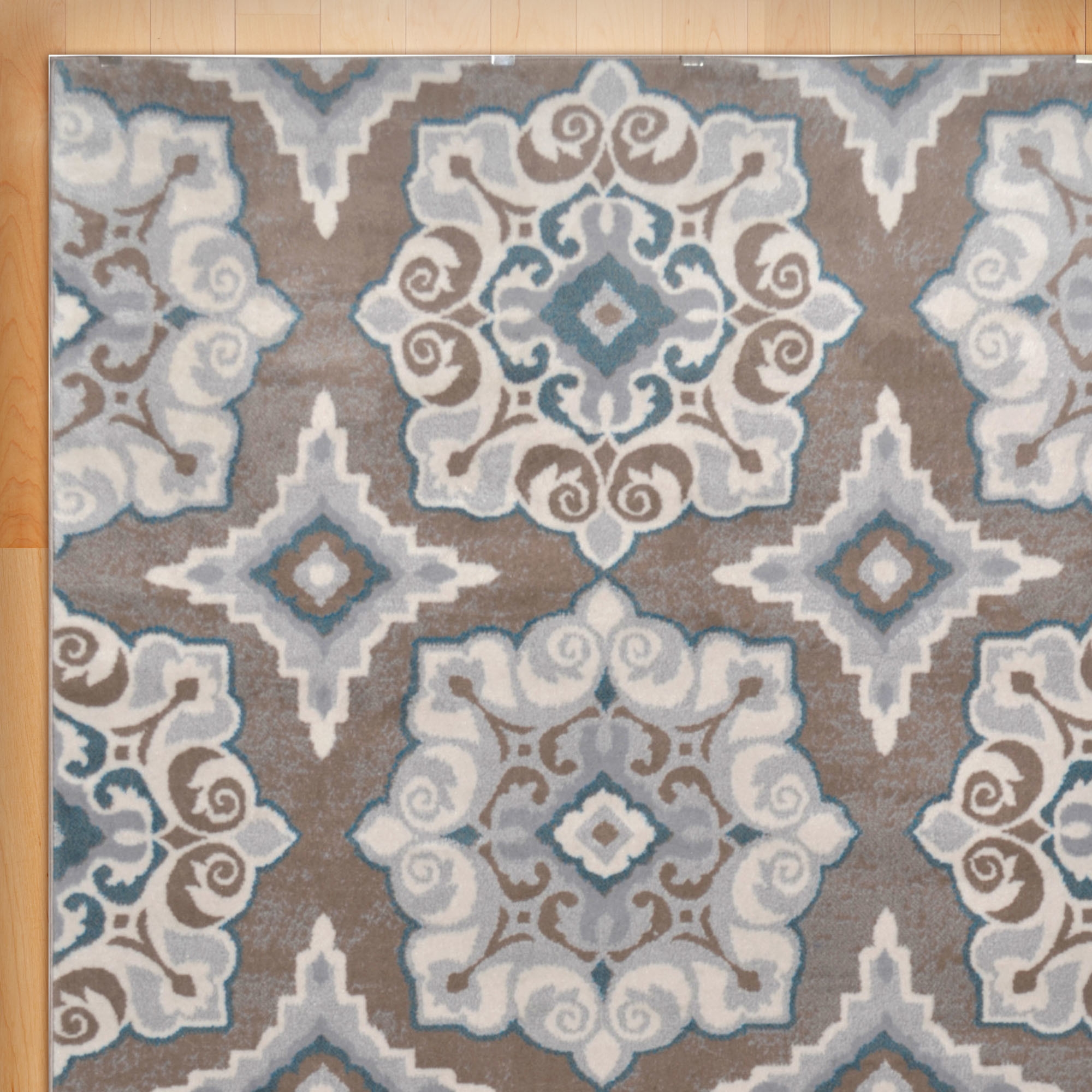Natural Taupe & Teal Area Rug - Image 0