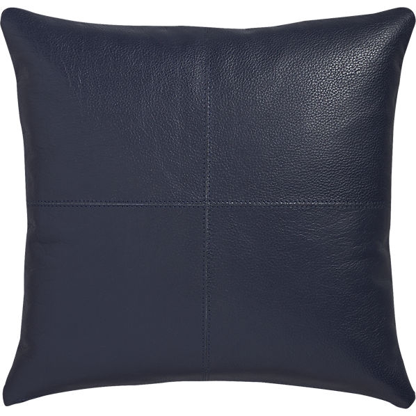 Mac leather 16" pillow- Navy, Down Insert - Image 0