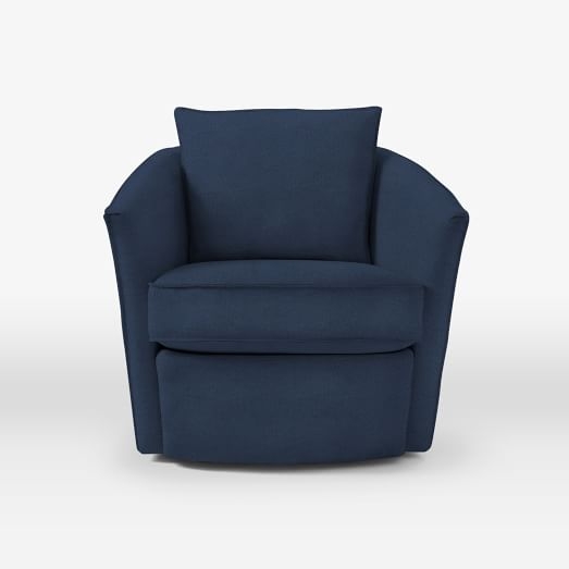 Duffield Swivel Chair - Performance Velvet, Ink Blue - Image 0