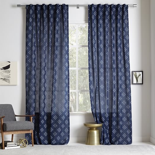 Stepped Geo Woven Curtain - 108" - Image 0