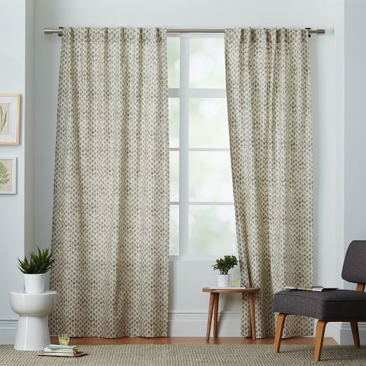 Cotton Canvas Stamped Dots Curtain- 84"l x 48"w. - Image 0