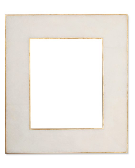 Brass Bordered Stone Picture Frame, White - 8" x 10" - Image 0