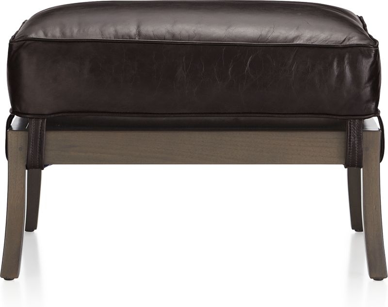 Blake Carbon Grey Ottoman with Leather Cushion - Image 0