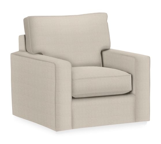 PB Comfort Square Arm Upholstered Swivel Armchair - Image 0