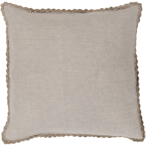 Lura Linen Throw Pillow - Light Gray/Taupe - 18" Sq- Polyester fill insert - Image 0