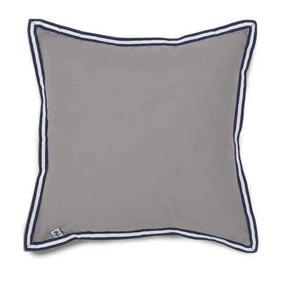 Oxford Plaid Grosgrain Throw Pillow-14", Gray - Cotton insert - Image 0